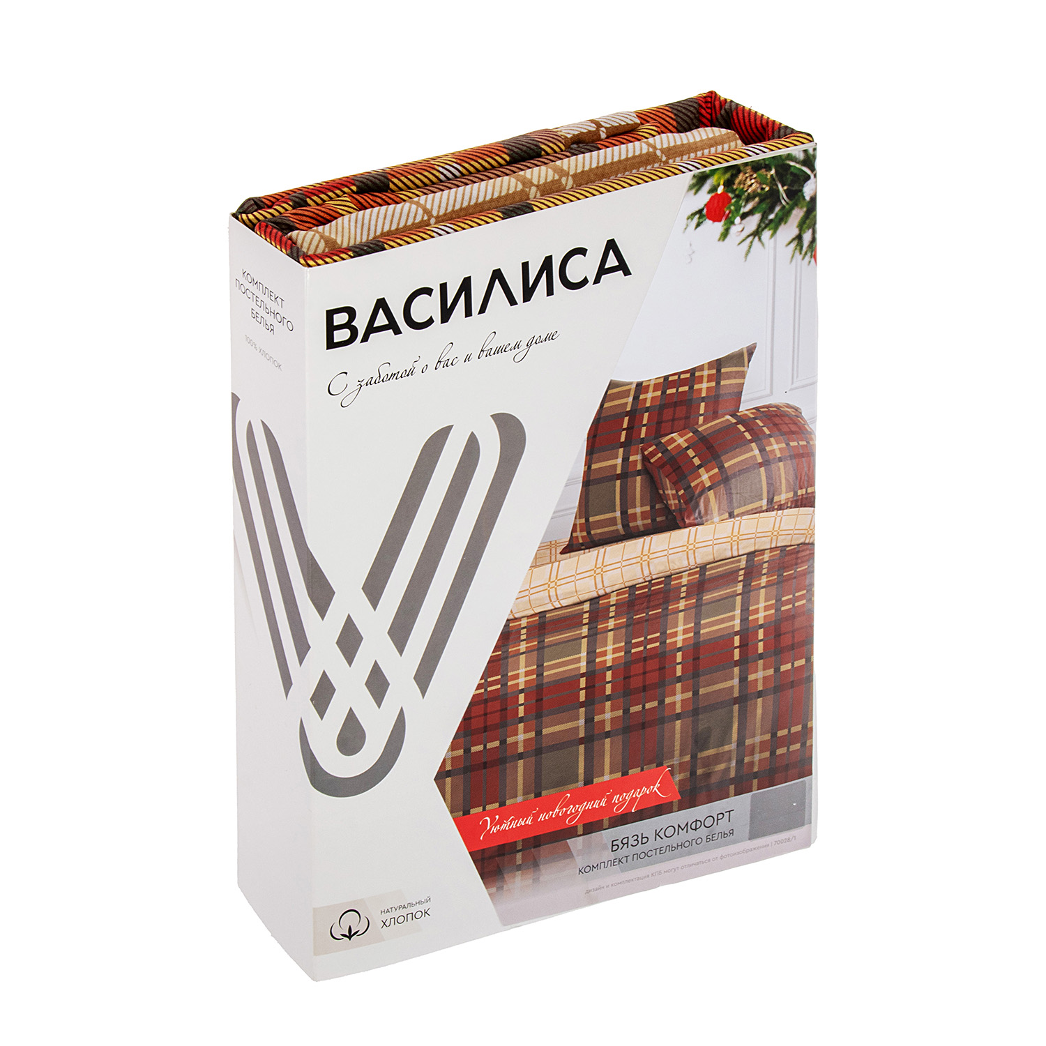 Постельное белье 1,5сп бязь Василиса 70028/1 Тартан, наволочки 70*70 - 2шт *1/6