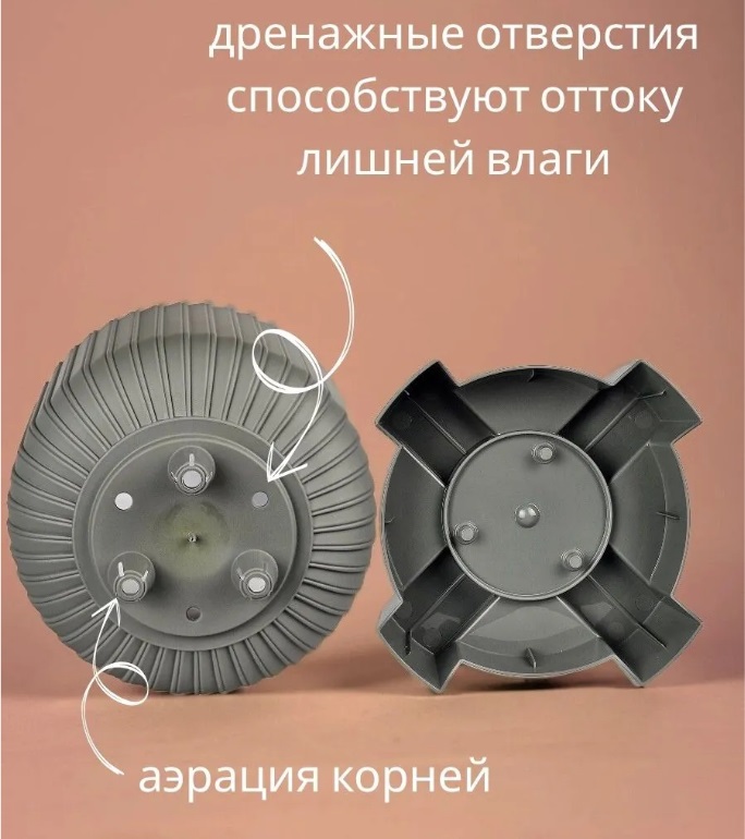 Кашпо пластм. "Торин" 3,3л d верха 175мм h 180мм с поддоном Серый 5 0805 PL *1/12