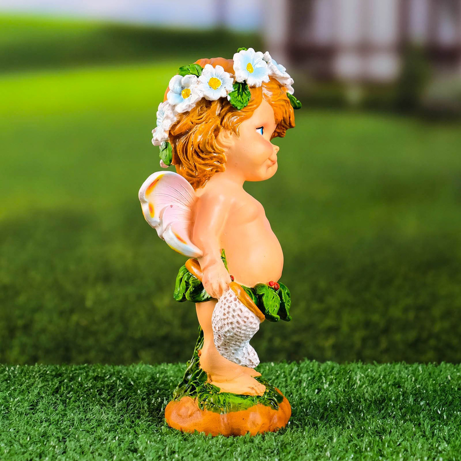 Садовая фигура "Цветочная фея с сачком" 7,5x12x20см 7751174