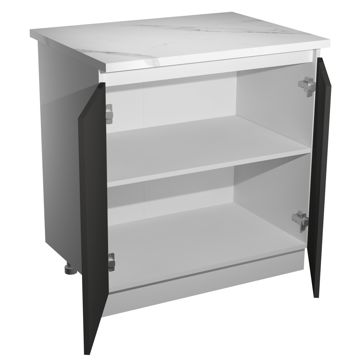 Шкаф напольный 800х850х480 мм BROZEX-WOOD Серый лед, с двумя дверцами, серый / графит