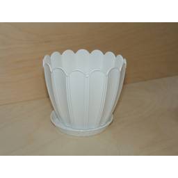 Кашпо пластм. "Хризантема" 2,1л d верха 165мм h148м с поддоном Белое КХ 2,1 Б (Екатеринбург)  *1/50