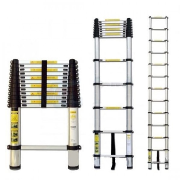 яяяЛестница ПРИСТАВНАЯ Телескопическая алюм.11 ступеней общ.дл. 3,2м вес 6,5кг ТЕЛ 3,2М "МИ" *1