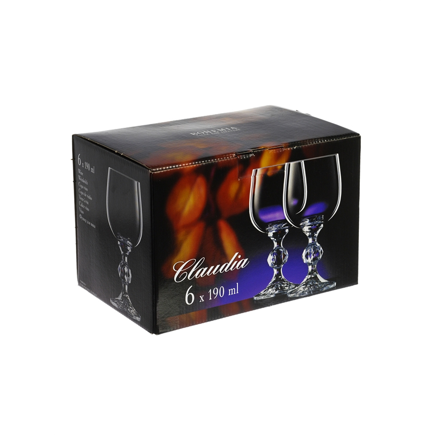 Набор бокалов для вина 190 мл Crystalex Bohemia Клаудия, 6 шт., стекло