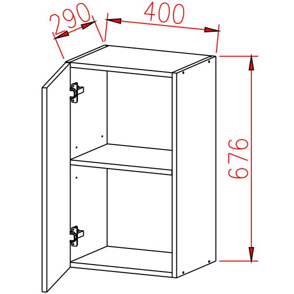 Шкаф навесной 400х676х290 мм BROZEX-WOOD Серый лед, с дверцей, серый / графит