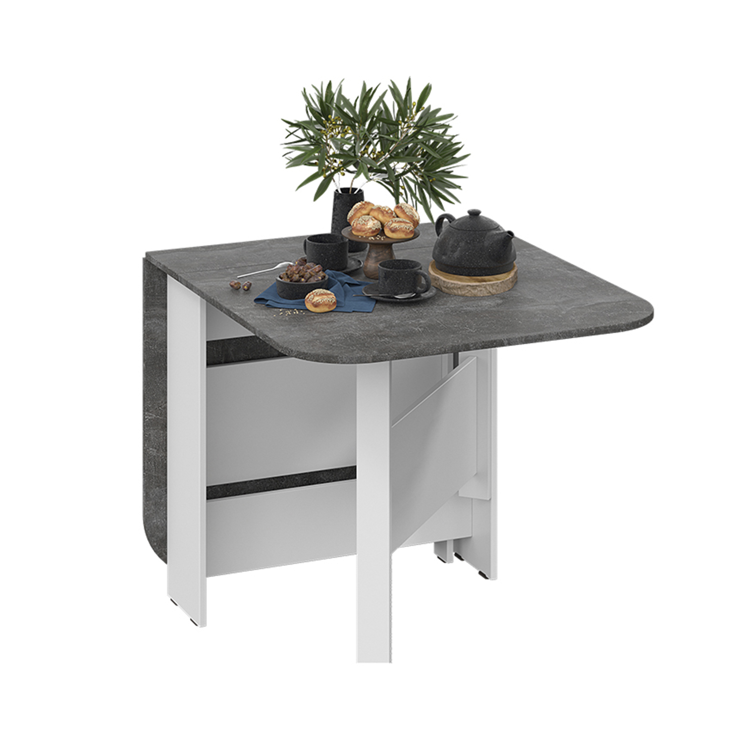 Стол обеденный раскладной 1600мм*800мм Т1 Белый/Ателье темный ТриЯ *1