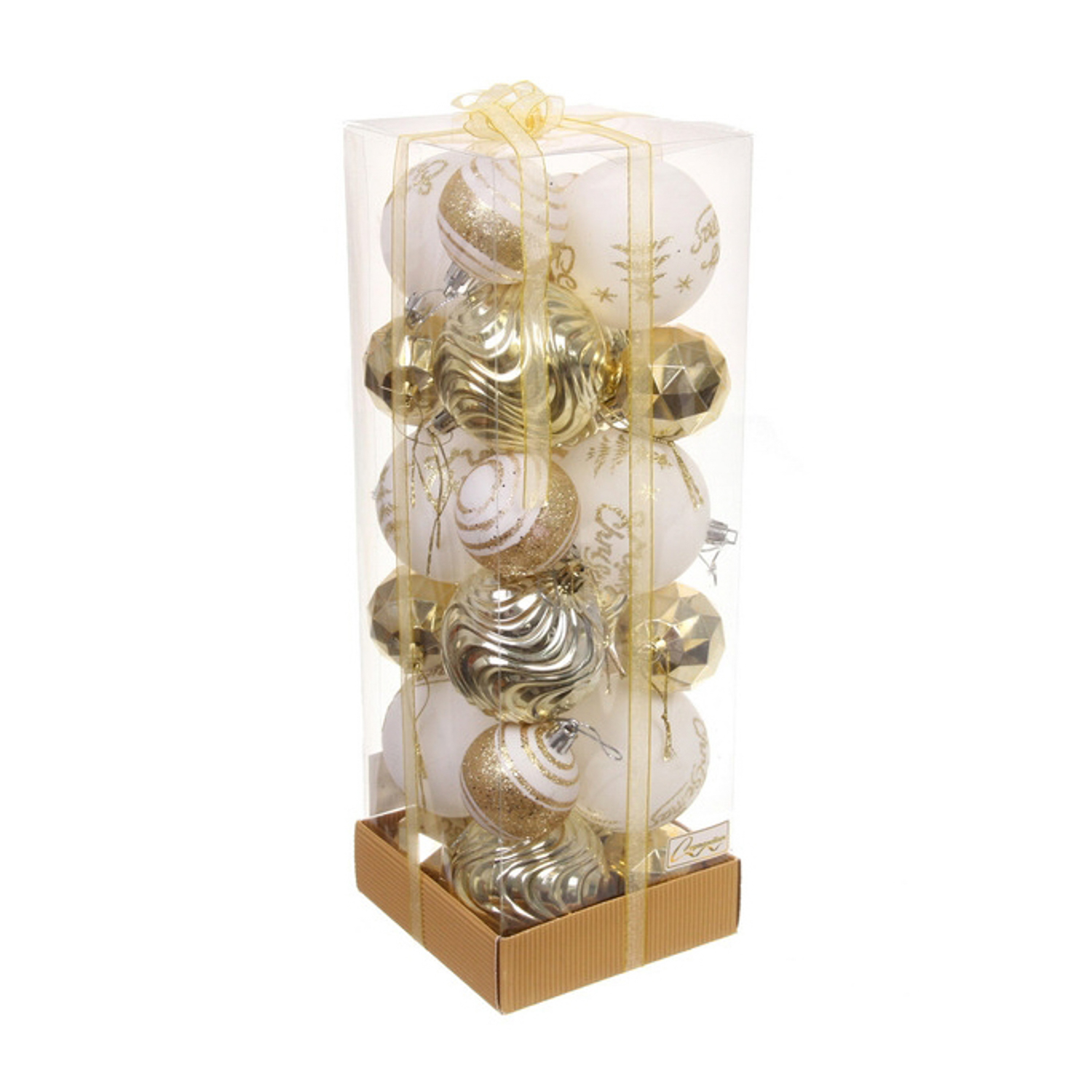 Набор шаров "Winter miracle" 7 см + 5 см (24 предмета), Белый/Золото Набор шаров "Winter miracle" 7 см + 5 см (24 предмета), Белый/Золото