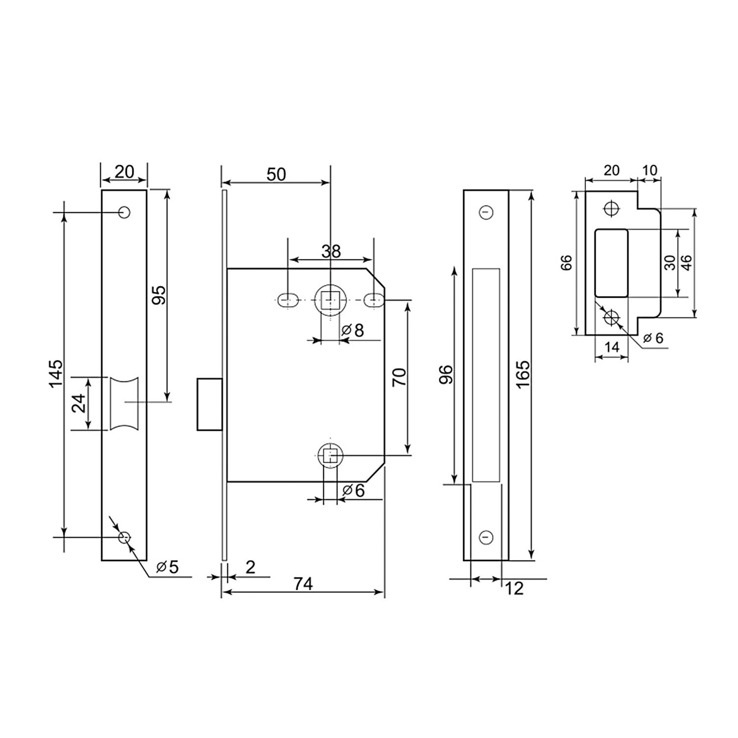 Комплект для двери Фабрика замков FZ SET 25L 170 BK BP, цвет черный