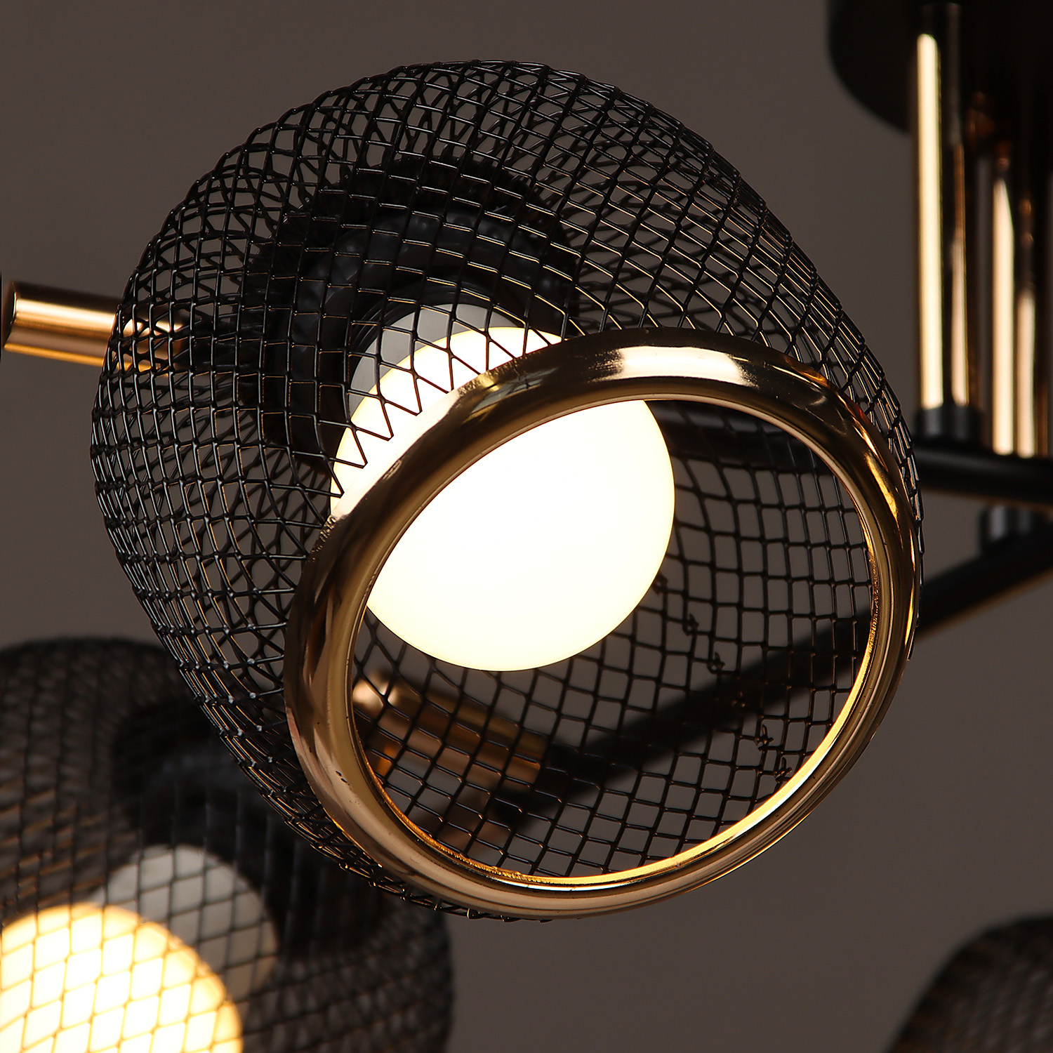 Светильник потолочный N6408/5 BK+FGD  5*40W E27 220V (d-600; h-230) S=20м2 VERNER LIGHTING *1