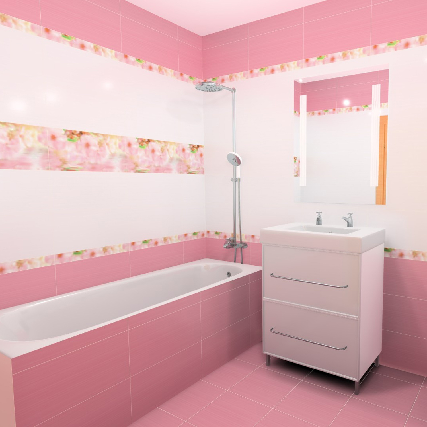 яяяПлитка настенная Гамма розовая низ ЛЮКС 250*500 (0,125*10=1,25) VINCHI