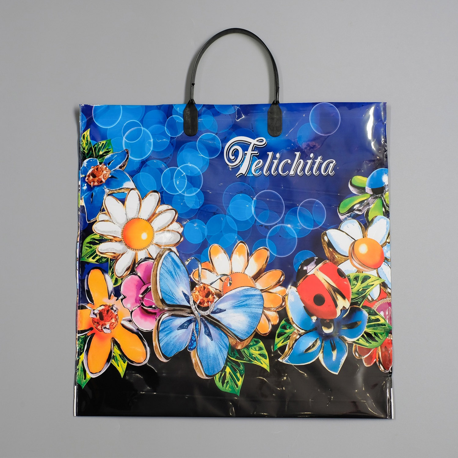 Пакет "Феличита", полиэтиленовый с пластиковой ручкой, 38х35 см, 90 мкм 1464567