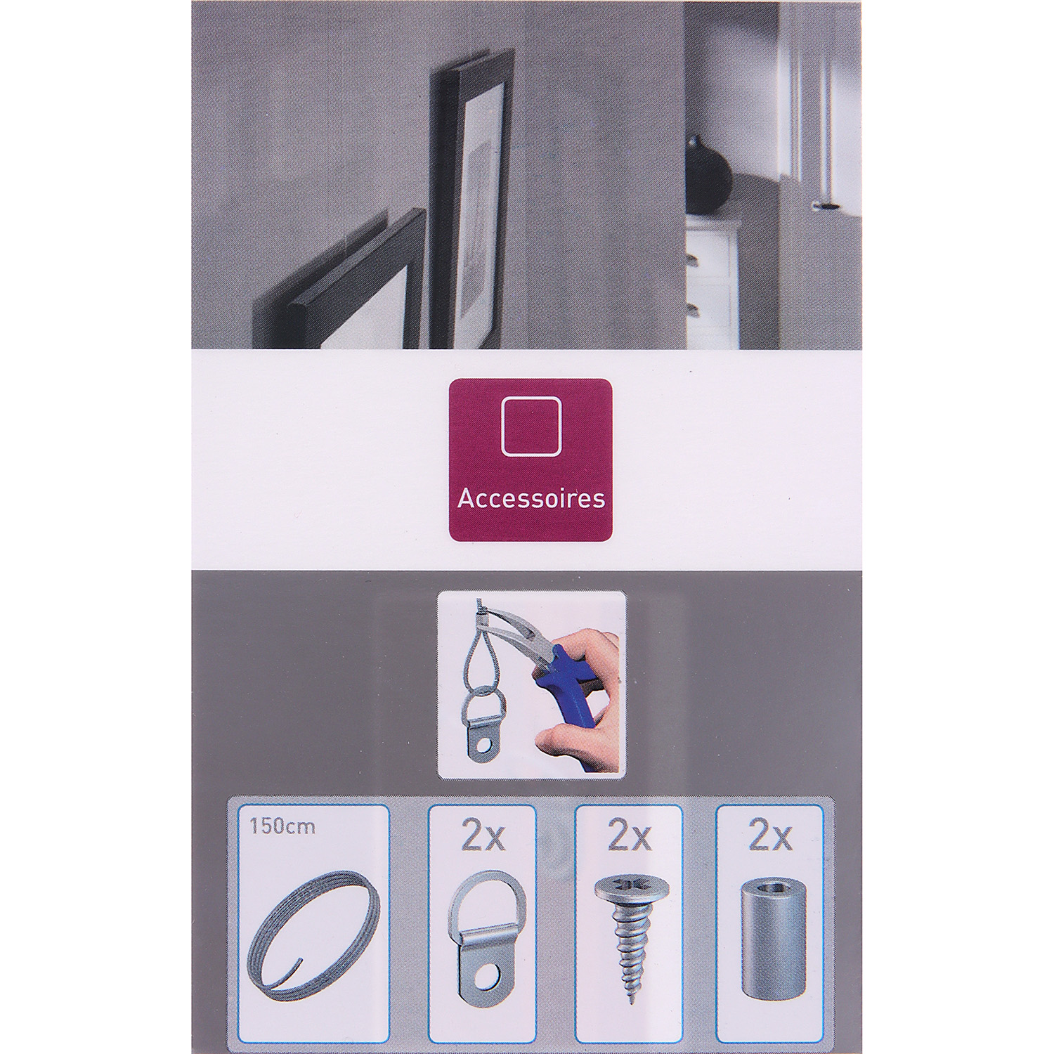 Подвес для рамок и картин ArtiTeq: подвес D-образный (2шт.) + стальной трос 9.5590 3589944