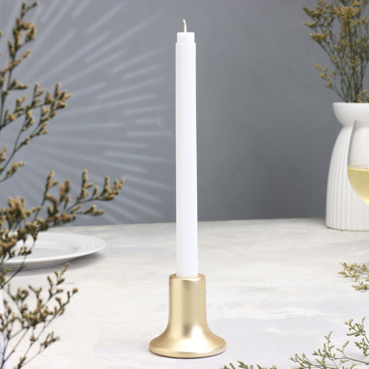 Подсвечник из гипса,7,5х7,5см,золото 10059847