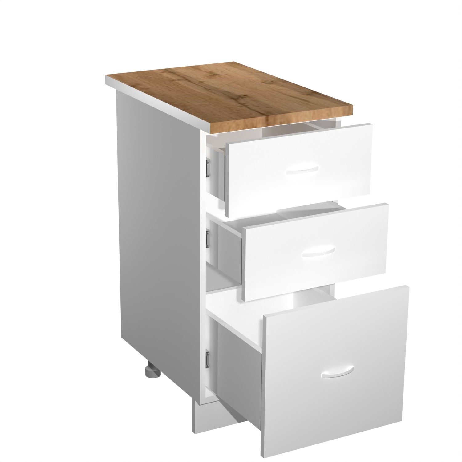 Шкаф напольный 400х850х600 мм BROZEX-WOOD Liberty, с тремя ящиками, белый