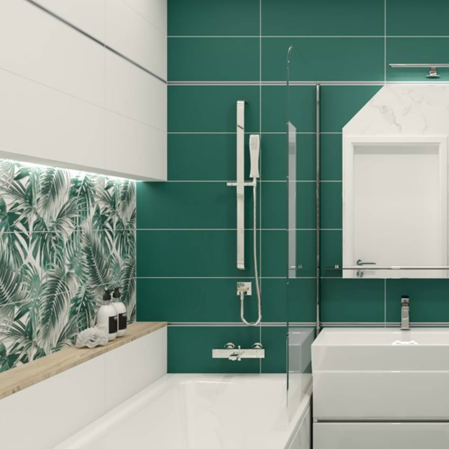 Панно из плитки CONCEPT GT White mix 1, 690х600х9 мм, 2 плитки