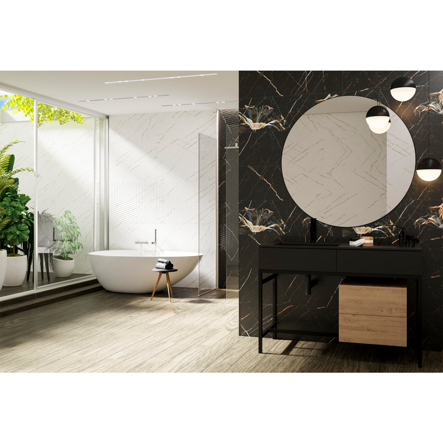 Плитка настенная DARK MARBLE чер. 900*300*8 3090210082 Inter Cerama *1,08кв.м/58,32