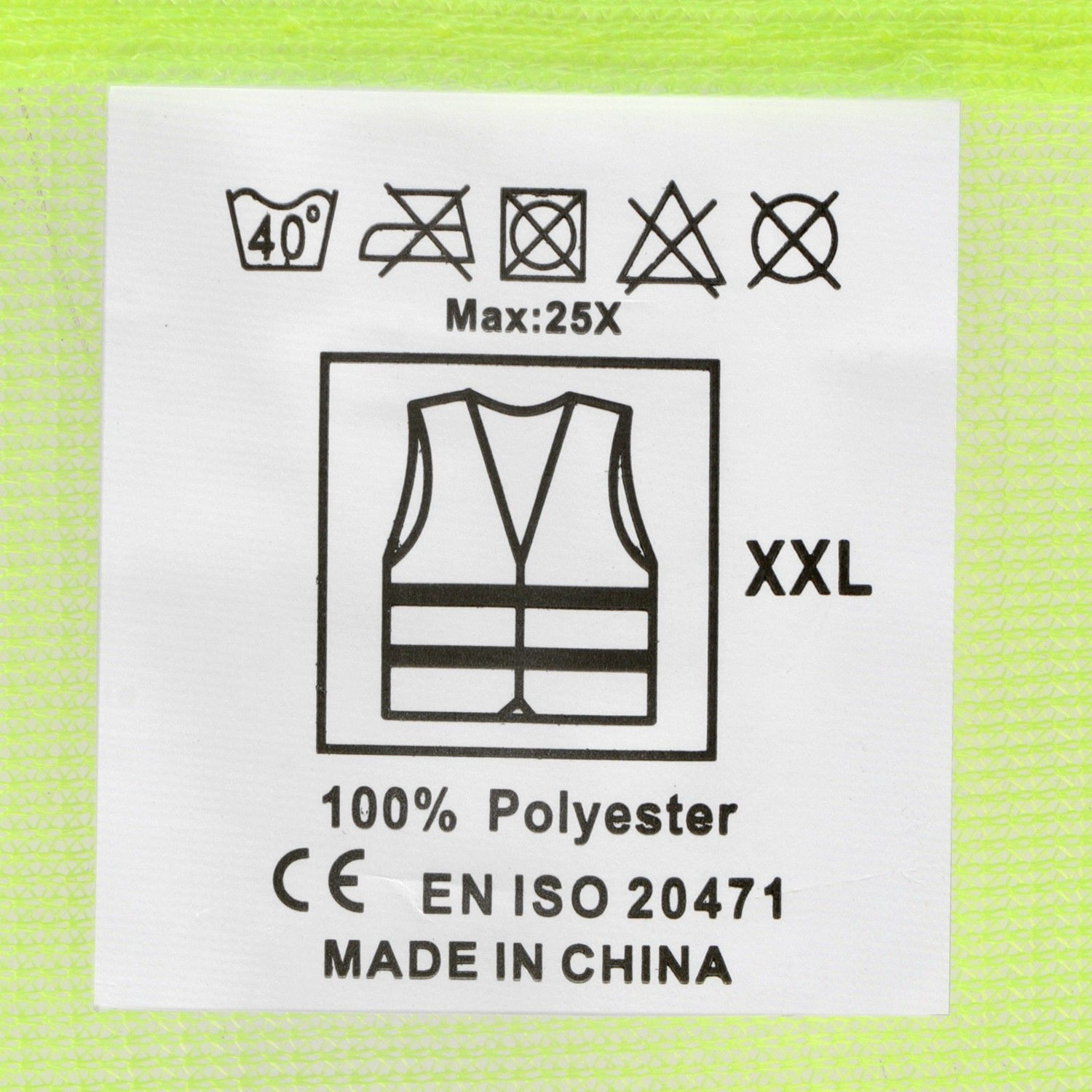 яяяЖилет сигнальный TORSO, светоотражающий, салатовый, 3 класс, размер 2XL 3628609