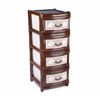 Комод пластм. 4 ящика 980х480х380хмм Коричневый М1356 (ЗПИ "Альтернатива") *1