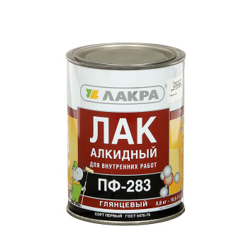 Лак ПФ-283 для внутренних работ по дереву и металлу глянцевый 0,8 кг Лакра  *110588