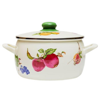 Кастрюля эмалированная "Фрукты" 3,0л Металл.кр. 2413 ("МЕТРОТ" Сербия) *1/6