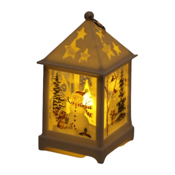 Сувенир с подсветкой "Звездный домик со снеговичком" 12,5*6,5 см, Белый