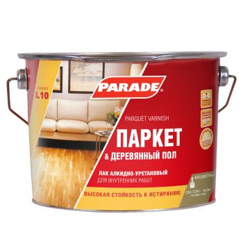 Лак алкидно-уретановый PARADE L-10, 2.5 л, паркетный, матовый Лак алкидно-уретановый PARADE L-10, 2.5 л, паркетный, матовый