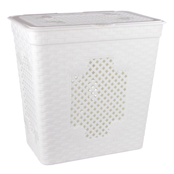 Корзина для белья пластм. 85л "Плетенка-Люкс" 580х390х570мм Белый М3405 (ЗПИ "Альтернатива") *1/4