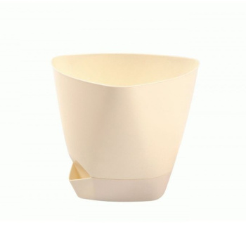 Кашпо пластм. "Элеганс" 3,0л d верха 193мм h167ммс поддоном, прикорн.поливом Молочный 10051225 *1/10