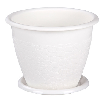Кашпо пластм. "Розалия" 3,2л d верха 200мм h 69мм с поддоном Белый М1523 (ЗПИ "Альтернатива") *1/30