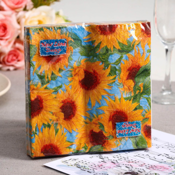 Салфетки бумажные 3сл 33*33см 20шт Veiro Подсолнухи *14 *