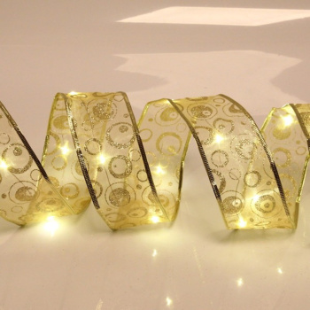 Гирлянда «Лента» Серпантин, 2 м, 6 см, золото, на батарейках