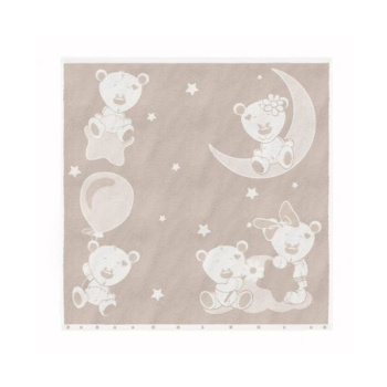 Полотенце детское махровое 100*100см Облачко Дружба мишек бежевый тауп/белый Aquarelle *1/8