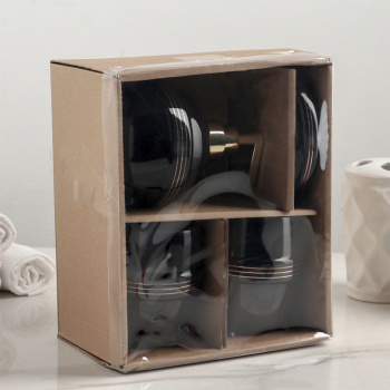 Набор для ванной "Бесконечность", 4 предмета (мыльница, дозатор для мыла, 2 стакана) черный  456355