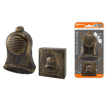 Звонок беспр.на батар. ЗББ-11/5-32М 32 мелодий, кнопка IP30,3х1,5В АА бронза TDM SQ1901-0029*1