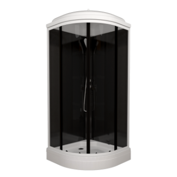 Кабина душевая 88*88*217 Нова поддон низкий стекло прозрачное ст.черная б/электрики ( 7уп)