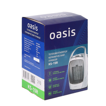 Тепловентилятор керамич. 1500Вт Оазис КS-15R 2 режима, защит. от перегрева, S обогрева до 15кв. *1/8 Тепловентилятор керамич. 1500Вт Оазис КS-15R 2 режима, защит. от перегрева, S обогрева до 15кв. *1/8