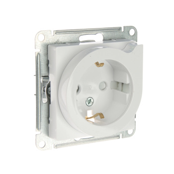 Механизм розетки CHNEIDER ELECTRIC ATLAS DESIGN СП одноместная с заземлением, с защитными шторками, выталкивателем 16А белый SchE ATN000147