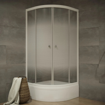 Душевой уголок 90*90 "Лайт В" поддон средний, 1/4 круга, Белый (3 места+сифон E410CL)