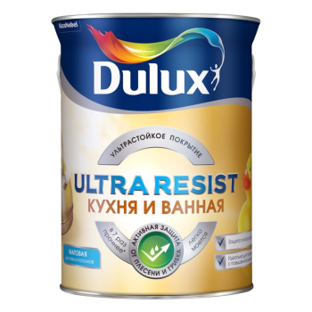 Краска акриловая для кухни и ванной 2,5 л Dulux Ultra Resist полуматовая База BW *1