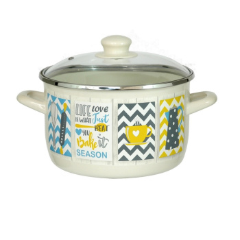 Кастрюля стальн. эмалир. "Кантри" 3,0л d180мм Стекл.кр. 3109 ("МЕТРОТ" Сербия) *1/6