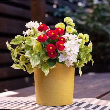 Кашпо пластм. "Цилиндр Эко" 5,2л d верха 210мм h200мм, съем дрен.решетка Горчичный "5plast.ru"*1/8