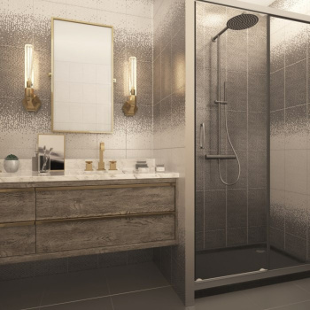 Плитка 40х25 см настенная 1.4 м² Шахтинская плитка Лейла, бело-серый