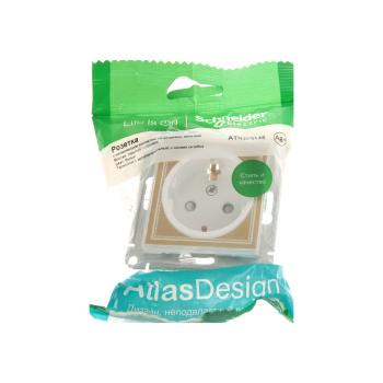 Механизм розетки 1-м СП ATLAS DESIGN ART с заземл. защ. шторки 16А бел. SchE ATN200145