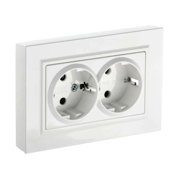 Розетка "BRITE" 2-мест. белая с заземлением 16А IEK BR-R21-16-K01-F   *10/100