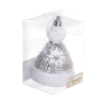 Ёлочная игрушка Новогодняя шапочка 6,5*6,5*9,5 см, серебро