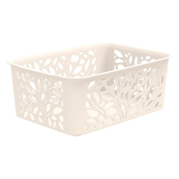 Корзина для хранения пластм. "Leaves" 258х186х100мм 4л Молочный арт448 ("Полимербыт") *1/22