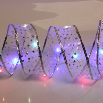 Гирлянда для дома ЛЕНТА ДЕКОРАТИВНАЯ "Звездочки" 2,0 м, 5 см (на батарейках), Белый (подсветка муль