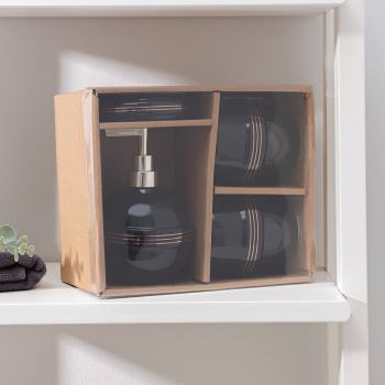 Набор для ванной "Бесконечность", 4 предмета (мыльница, дозатор для мыла, 2 стакана) черный  456355