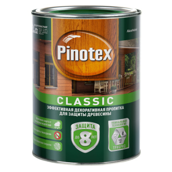 Защитно-декоративное покрытие Pinotex Classic, для древесины, 1 л, рябина