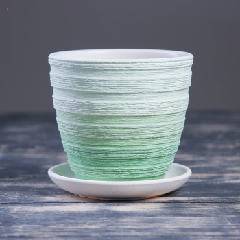 Кашпо керам. Крокус Букле 2,3л d верха 177мм h152мм с поддоном Зеленый №3 КС-К3-196-01 *8