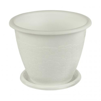 Кашпо пластм. "Розалия" 3,2л d верха 200мм h 69мм с поддоном Белый М1523 (ЗПИ "Альтернатива") *1/30